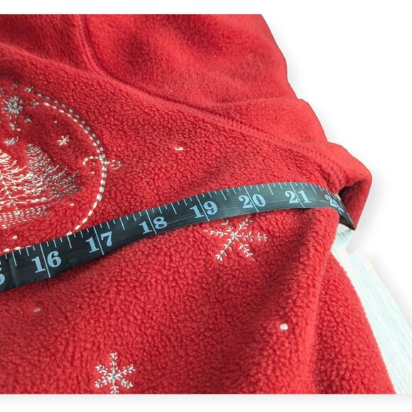Croft & Barrow Festive Red Zip Front Fleece Jacket Snowflake Design Size PXL - Picture 13 of 15